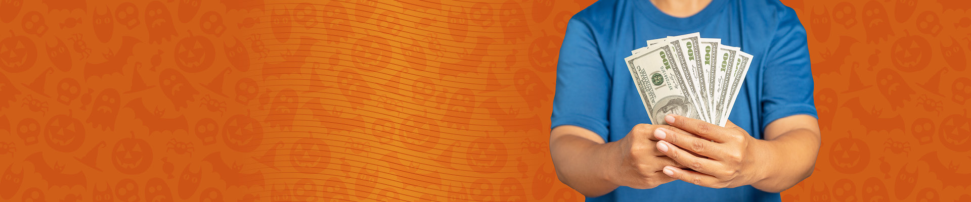 Hach Cash promo with an image of a person holding money